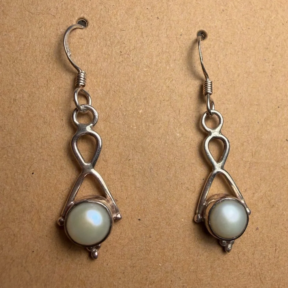 Bohemian 925 Sterling Silver Mother of Pearl Dangle - Picture 7 of 13